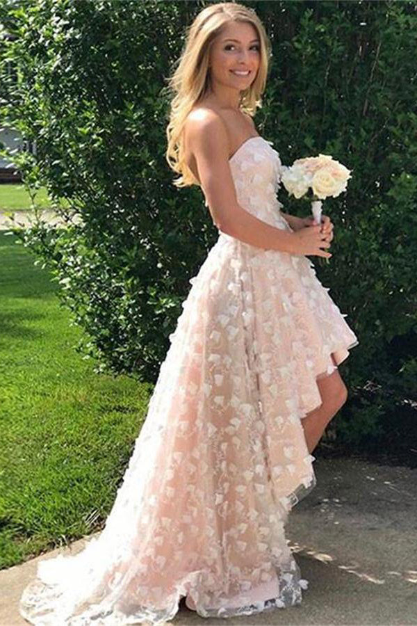 Beautiful Strapless Short Front Long Back Long Princess Prom Dress –  Bohogown