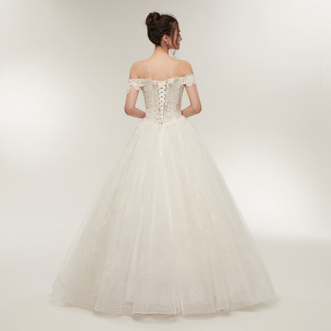Off-the-shoulder A-line Floor-length Chiffon Wedding Dresses