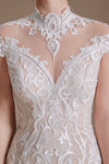Elegant Cap Sleeves Lace Mermaid Long Beach Wedding Dress