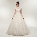 High Collar A-line Lace Floor-length Chiffon Wedding Dresses