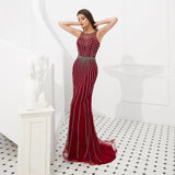 Mermaid Train Beaded Luxury Sequins Sleeveless Prom Dresses 12-55302