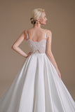 Elegant A-Line Sleeveless Stain Long Length Wedding Dress