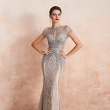 Luxurious Mermaid Cap sleeve Lace Beaded dress
