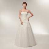 A-line Sleeveless Strapless Lace Chiffon Wedding Dresses