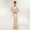 Two-piece Mermaid Floor-length Beaded Chiffon Prom Dresses