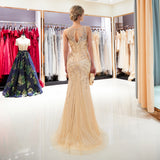 Mermaid Sleeveless Floor-length Sequins Chiffon Beaded Prom Dresses