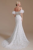 New Arrival Off the Shoulder Sweetheart Lace Long Beach Wedding Dress
