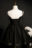 Sexy Black Tulle Mini Prom Dress Homecoming Dress