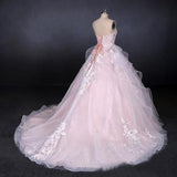 Ball Gown Sweetheart Tulle Wedding Dress With Lace Appliques, Puffy Bridal Dress N2306