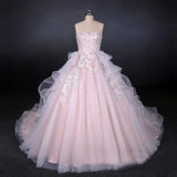 Ball Gown Sweetheart Tulle Wedding Dress With Lace Appliques Puffy Bridal Dress N2306