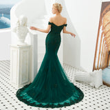 Elegant Mermaid Train Embroidery Off-the-shoulder Chiffon Prom Dresses 13-35338