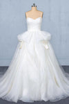 Ball Gown Sweetheart Tulle Ivory Wedding Dress, Gorgeous Sweep Train Bridal Dress N2350