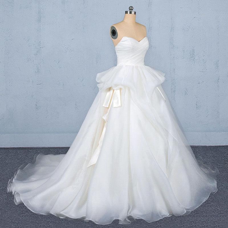 Ball Gown Sweetheart Tulle Ivory Wedding Dress, Gorgeous Sweep Train Bridal Dress N2350