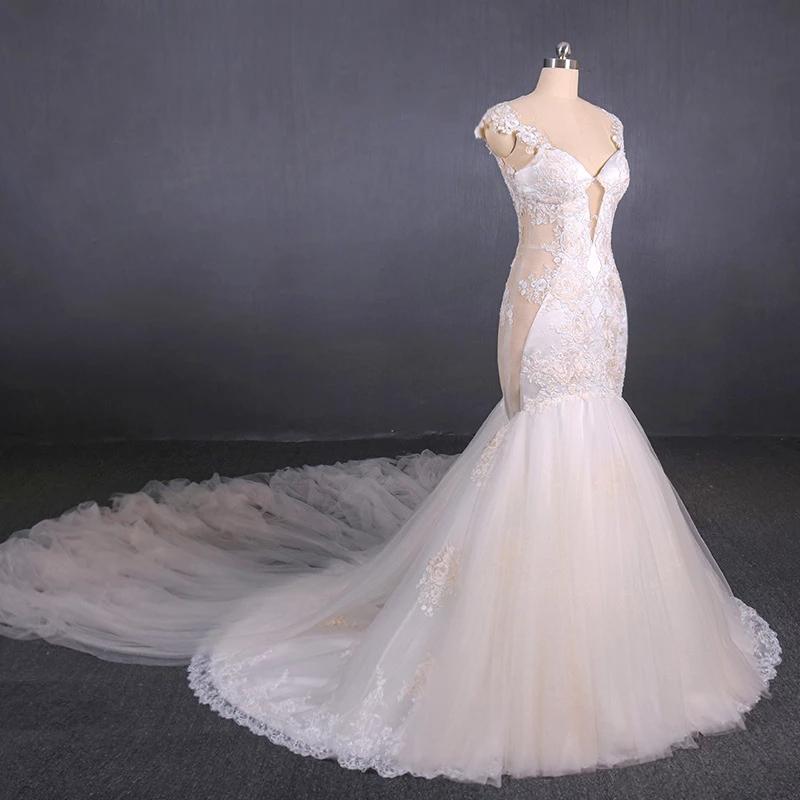Gorgeous Mermaid Tulle Wedding Dress, Chapel Train Long Bridal Gown N2 ...