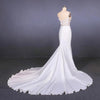 Sheer Neck Mermaid Long Wedding Dress With Appliques, Long Bridal Dress N2304