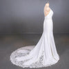 Simple Mermaid Sleeveless Wedding Dress With Lace, Sexy Backless Bridal Dress N2355