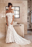 Charming Off the Shoulder Lace Bridal Dress, Boho Wedding Dress, Beach Wedding Dress N2242