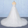 Off White Sweetheart High Low Tulle Appliques Wedding Dress With Train N2346