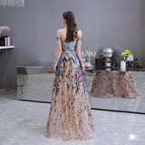 A-line Embroidery Off-the-shoulder Sweetheart Sequins Long Evening Gowns