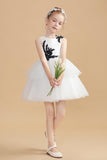 Short Ivory Appliques Flower Girl Dress FL0011