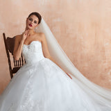 Embroidery Sleeveless Sweetheart Tulle Lace Long Wedding Dress