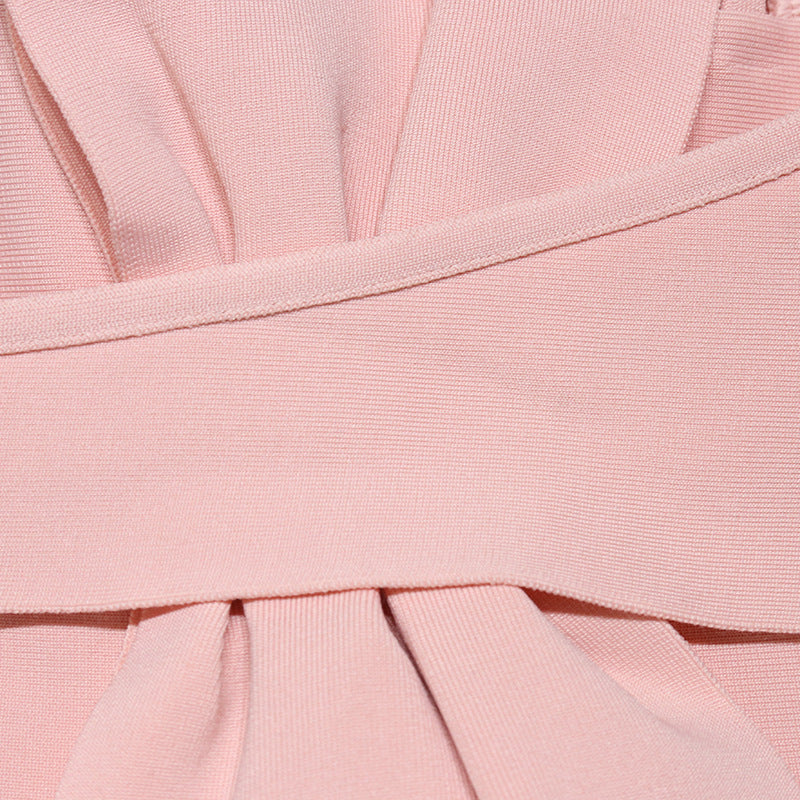 Pink Spaghetti Straps Back Slit Bandage Knee Length Homecoming Dress