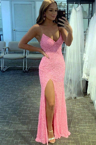Mermaid Sequins Flattering Long Prom Party Dress With Split