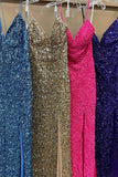 Mermaid Sequins Flattering Long Prom Party Dress With Split