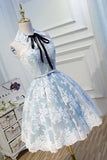 Blue Tulle Sleeveless Evening Dress Short Homecoming Dress