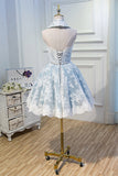 Blue Tulle Sleeveless Evening Dress Short Homecoming Dress