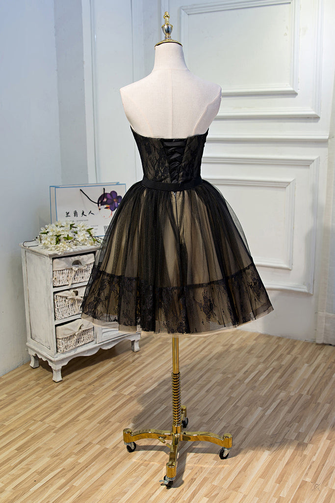 Black Sweetheart Tulle Mini Prom Dress Homecoming Dress