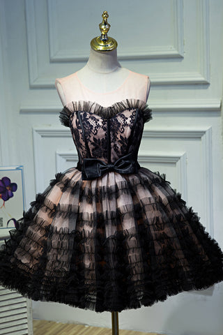 Sweetheart Black Flower Sleeveless Tulle Short Mini Homecoming Dress