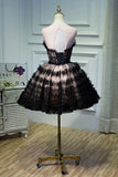 Sweetheart Black Flower Sleeveless Tulle Short Mini Homecoming Dress