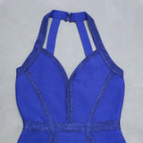Blue Straps Halter V-Neck Short Homecoming Dress