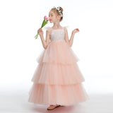 Pink Ruffles Layered Tulle Flower Girl Dress With Bowknot FL0016