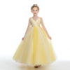 Yellow V Neck Tulle Sleeveless Flower Girl Dress FL0017