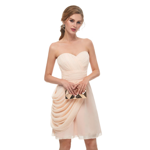 Ruffles Strapless Chiffon Sleeveless Short Prom Dress Homecoming Dress 9-13669