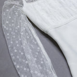 White Square Neck Long Sleeves Bandage Short Homecoming Dress