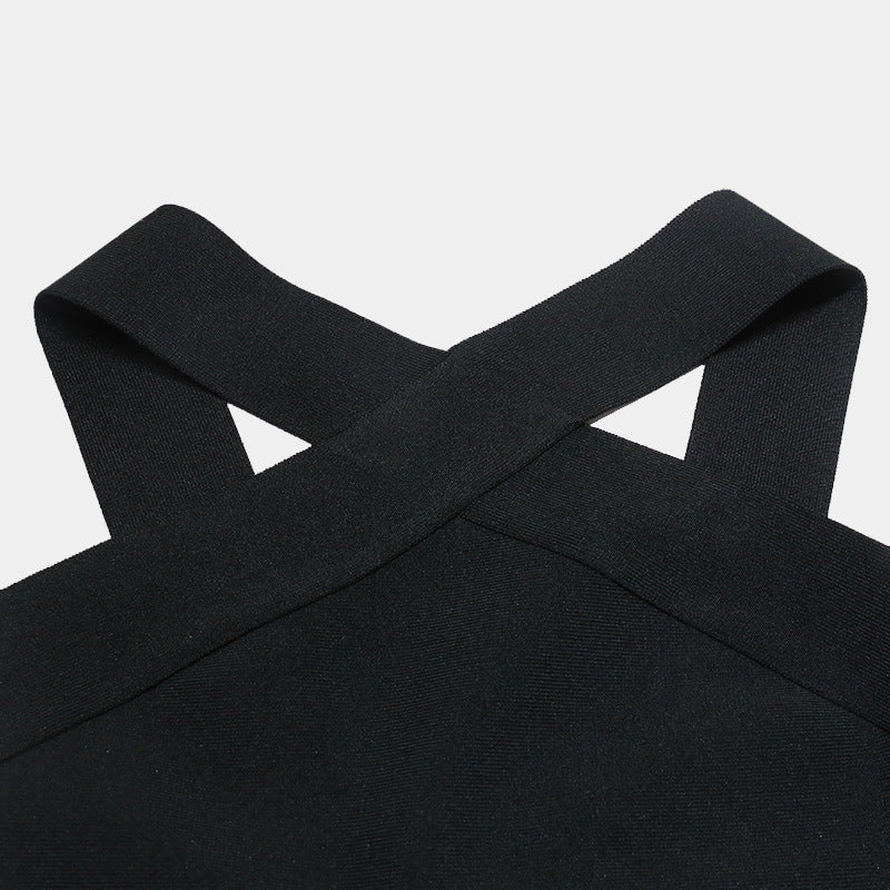 Black Halter Sleeveless Side Split Sheath Long Homecoming Dress