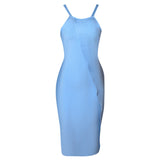Sky Blue Sleeveless Back Split Homecoming Dress