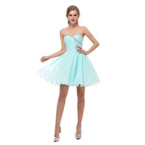 Strapless Chiffon Sleeveless Short Prom Dress Homecoming Dress 9-16670