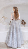 High Collar A-line Sequins Chiffon Beaded Prom Dresses