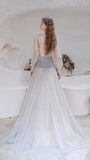 Long sleeve A-line Sequins Chiffon Beaded Prom Dresses