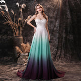 Sleeveless Sweetheart A-line Stain Lace Sequins Evening Gowns