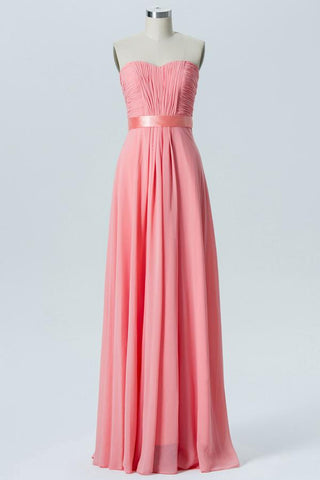 Apricot Blush A Line Floor Length Sweetheart Strapless Cheap Bridesmaid Dresses B190 - bohogown