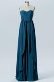 Winter Teal A Line Floor Length Sweetheart Strapless Mid Back Cheap Bridesmaid Dresses