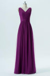 Vintage Violet A Line Floor Length V Neck Sleeveless Chiffon Cheap Bridesmaid Dresses