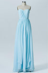 Pastel Blue A Line Floor Length Sweetheart Sleeveless Mid Back Cheap Bridesmaid Dresses