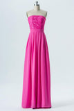 Peony A Line Floor Length Straight Strapless Sleeveless Lace Appliques Cheap Bridesmaid Dresses
