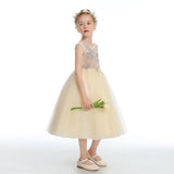 Sleeveless V Back Tulle Daffodil Flower Girl Dress FL0018